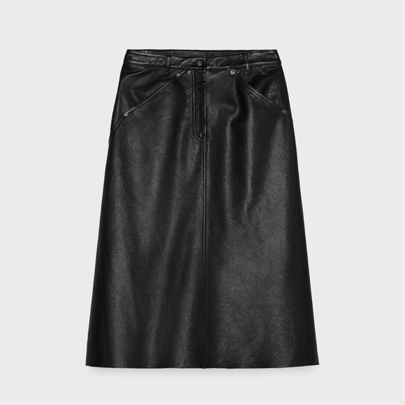 NWT ZARA LEATHER MIDI SKIRT STEVEN MEISEL SIZE S - Picture 1 of 9